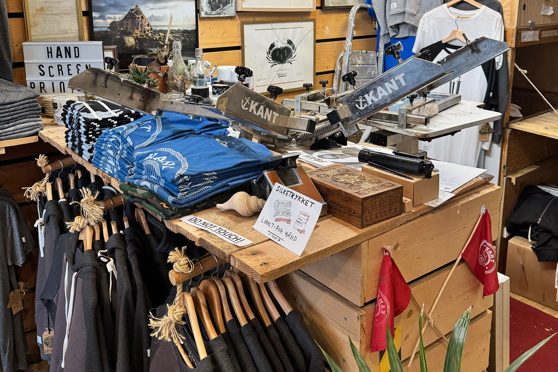 Frode's modest press in the corner of his shop.